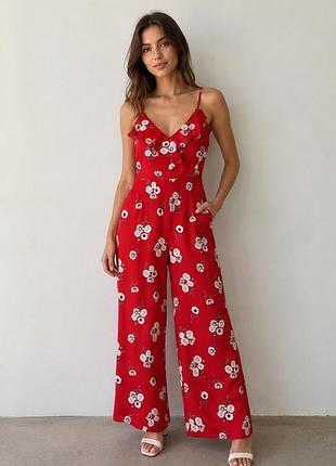 Брючний комбінезон на літо з натуральної тканини 100% віскоза