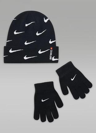 Комплект дитячий шапка та рукавиці nike swoosh repeat beanie and gloves set big kids