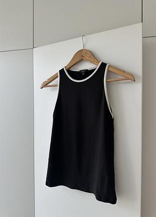 Чорна трикотажна майка massimo dutti з білим кантом розмір s