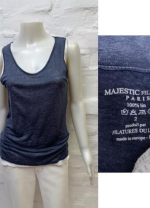 Majestic filatures paris 100% lin оригинальная двойка двойная майка из льна