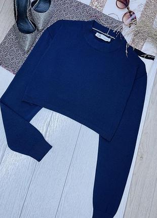 В’язаний джемпер zara xs oversize короткий джемпер прямого крою темно-синій джемпер зара джемпер оверсайз