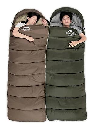 Спальник с капюшоном naturehike u150 nh20msd07, (11°c), правый, коричневый