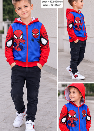 Яркая кофта-ветровка человек-паук (spiderman) с капюшоном
