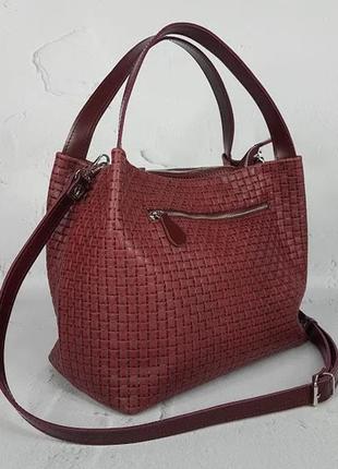 Сумка женская большая натуральная кожа, марсала венетто 16094 фото