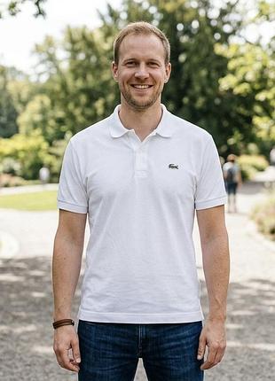 Оригінальне чоловіче біле поло lacoste 🐊 xxl