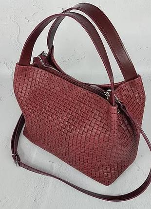 Сумка женская большая натуральная кожа, марсала венетто 16096 фото