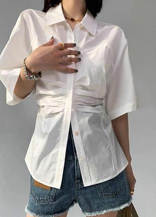 Сорочка жіноча з коротким рукавом zara біла xs
