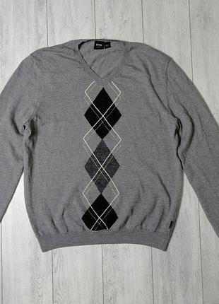 Вовняний пуловер у ромби boss hugo boss madinah оригінал (xl/ slim fit)
