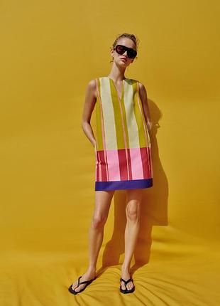 Різнокольорова стильна сукня zara розмір l|xl бавовна