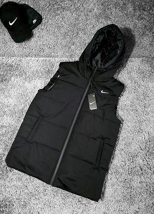 Топ мужская жилетка nike черная (капюшон)🔥