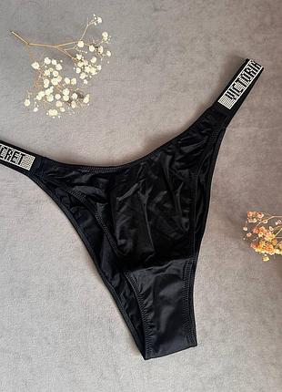 Сатинові трусики бразиліани із стразами вікторія сікрет оригінал victorias secret розмір xxl
