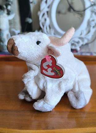 Коллекционная мягкая игрушка белый бык / бычок frosty ty beanie babies (с бирками)