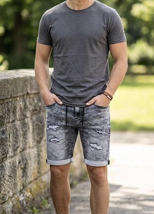 Стильні чоловічі джинсові шорти fsbn grey acid wash s