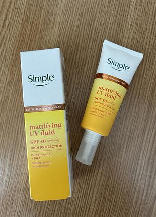 Simple крем для обличчя з матуючим  ефектом spf 50 (тестувався) строки в порядку