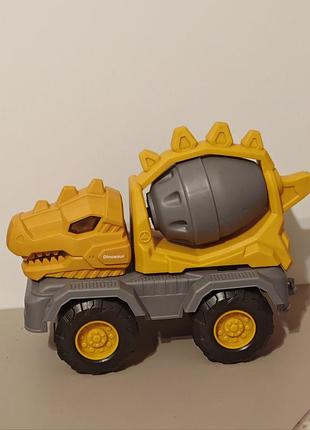 Boing toys dino малый миксер-тележка, прочный качественный пластик, машина динозавр бетономешалка