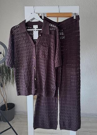 Костюм кроше h&m, сет вʼязаний, комплект кардиган та штани як zara