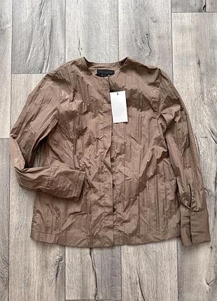 Zara женская бежевая рубашка блуза жатка из новых коллекций