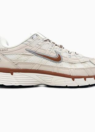 Кроссовки мужские, кроссовки женские, 1в1 люкс качество, кожа, nike p-6000 beige/caramel, sky-nik-0729