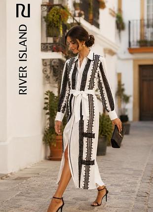 River island неймовірна сукня сорочка під пояс з мереживом