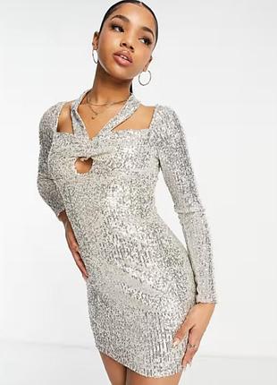 Платье мини коктейльное, платье праздничное вечернее с пайетками asos