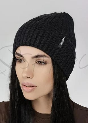 Шапка кашемировая с отворотом без подкладки leks фрідом черный