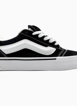 Кроссовки мужские, кроссовки женские, 1в1 люкс качество, кожа, vans knu skool black/white, sky-van-0022