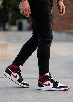 Кроссовки хайтопы nike air jordan 1 mid chicago toe - 42.5 (27 см)