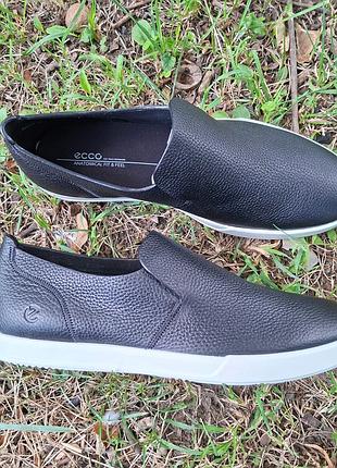 Мужские кожаные черные мокасины слипоны ecco leisure m, 46р.