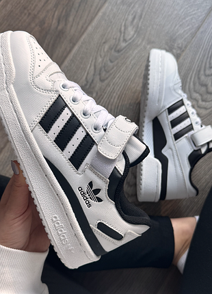 Кроссовки мужские, кроссовки женские, 1в1 люкс качество, кожа, adidas originals forum white black, juice-0707v