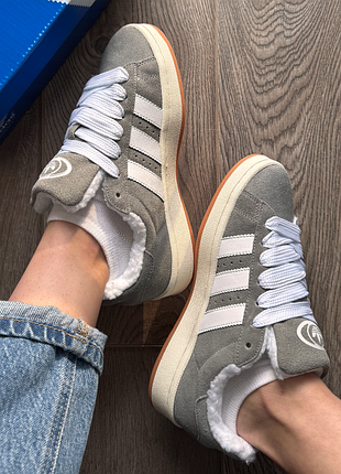 Кросівки чоловічі, кросівки жіночі, 1в1 люкс якість, шкіра, adidas campus (хутро), juice-0705v