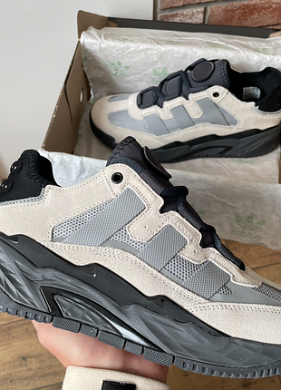Кроссовки мужские, кроссовки женские, 1в1 люкс качество, кожа, adidas niteball grey black, juice-0560v