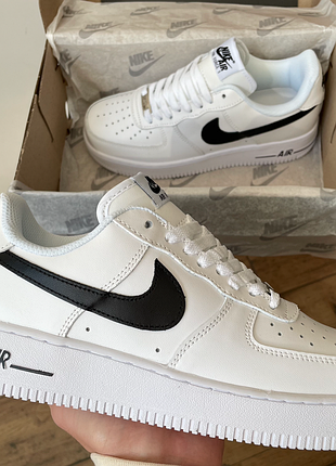 Кроссовки мужские, кроссовки женские, 1в1 люкс качество, кожа, nike air force 1 white black, juice-0566v