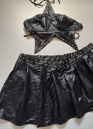 Кожаный костюм shein 2