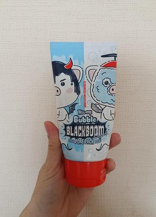 Корейська чорна киснева маска для очищення пор elizavecca milky piggy hell-pore bubble blackboom charcoal pore pack об'ємом 150 мл.
