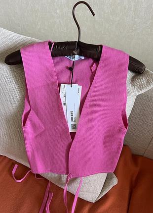 Розовый топ на завязках zara