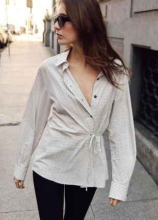Рубашка в клетку с бантом от zara