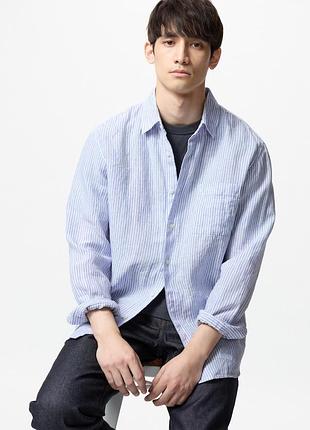 Uniqlo 100% linen — чоловіча лляна сорочка 🤍💙