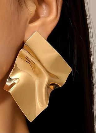 Массивные серьги bold gold earrings, масивні сережки золоті