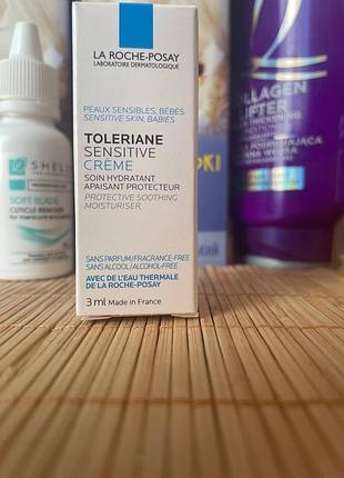 Мини-формат (3 мл) успокаивающего пребиотического увлажняющего крема la roche-posay toleriane sensitive crème