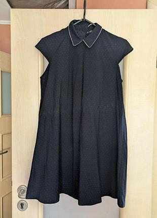 Платье-трапеция zara в горошек с воротничком, размер m