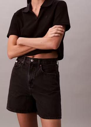 Жіночі чорні джинсові шорти high rise a-line denim shorts calvin klein