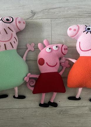 Набір з 3х мʼяких іграшок свинка пеппа peppa pig
