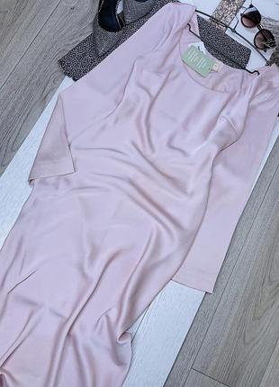 Нова вечірня сукня h&m m довга сукня комбінація з розрізом на нозі сатинова пудрова сукня