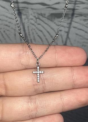 Срібний ланцюжок aurum з хрестиком (кольє)