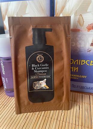 Пробник преміального відновлювального шампуню для волосся daeng gi meo ri black garlic & curcumin shampoo з екстрактом чорного часнику та куркумою