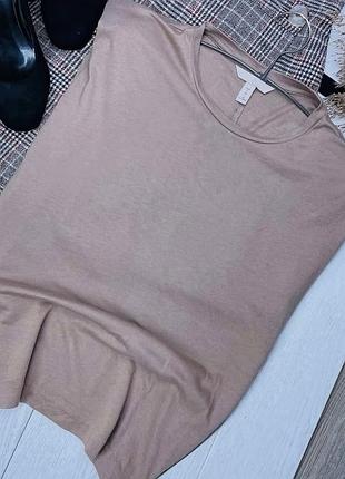 Літня футболка h&m s oversize бежева футболка трикотажна жіноча футболка вільного крою футболка оверсайз