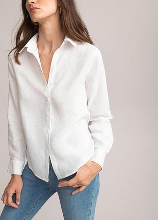 Женская белая льняная рубашка h&amp;m