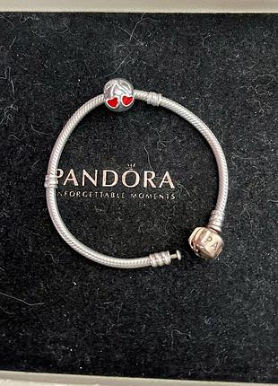 Браслет pandora золота застібка біколор з шармом