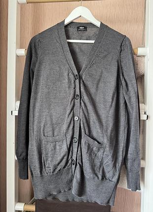 Класичний сірий кардиган magasin із 100% вовни мериноса (extra fine merino wool), розм. xl