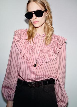 Смугаста сорочка з воланами від zara